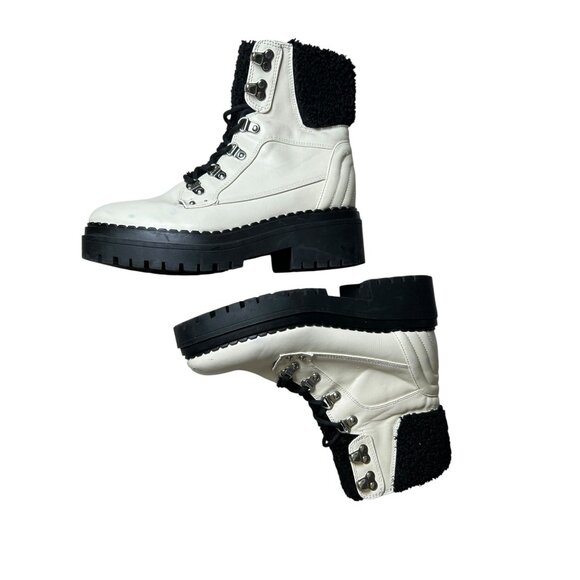CBG Los Angeles Walken Bootie Combat Boots White Womens Sz 7.5 Side Zip Lined - Picture 8 of 16